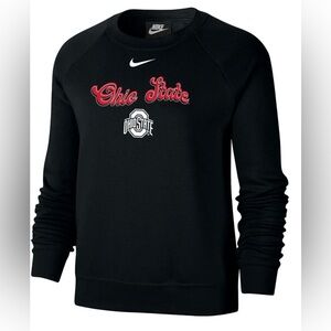 Women's Nike Black Crewneck with Red Ohio State Script